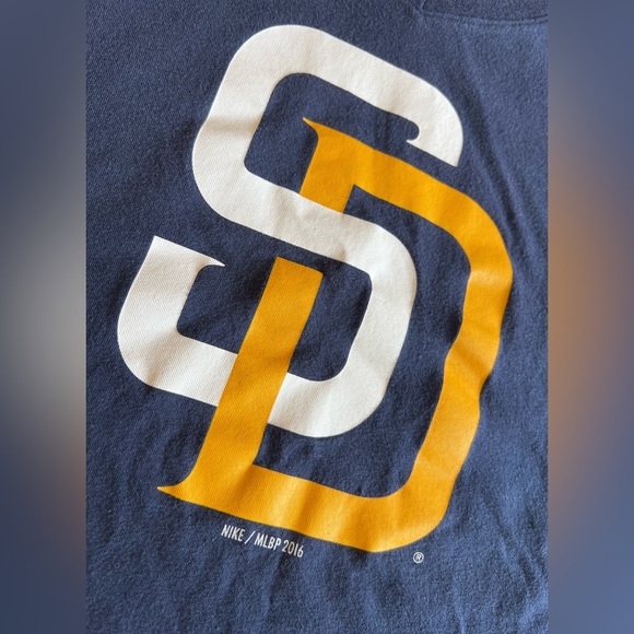 NIKE Women’s San Diego SD Padres V-Neck Blue Logo Shirt Top Sz L MLB Baseball - Picture 2 of 6